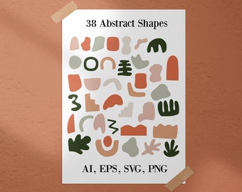 Abstract Shapes Cliparts Mondern Organic Elements Graphic Design Elements PNG Planner Stickers Modern Design Shapes  Minimalist PNG Files