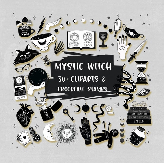 Esoteric Digital Elements  Witchcraft ClipArts Esoteric Procreate Stamps Magic Digital Elements Sorcery Occult Clip Arts Bullet Journal