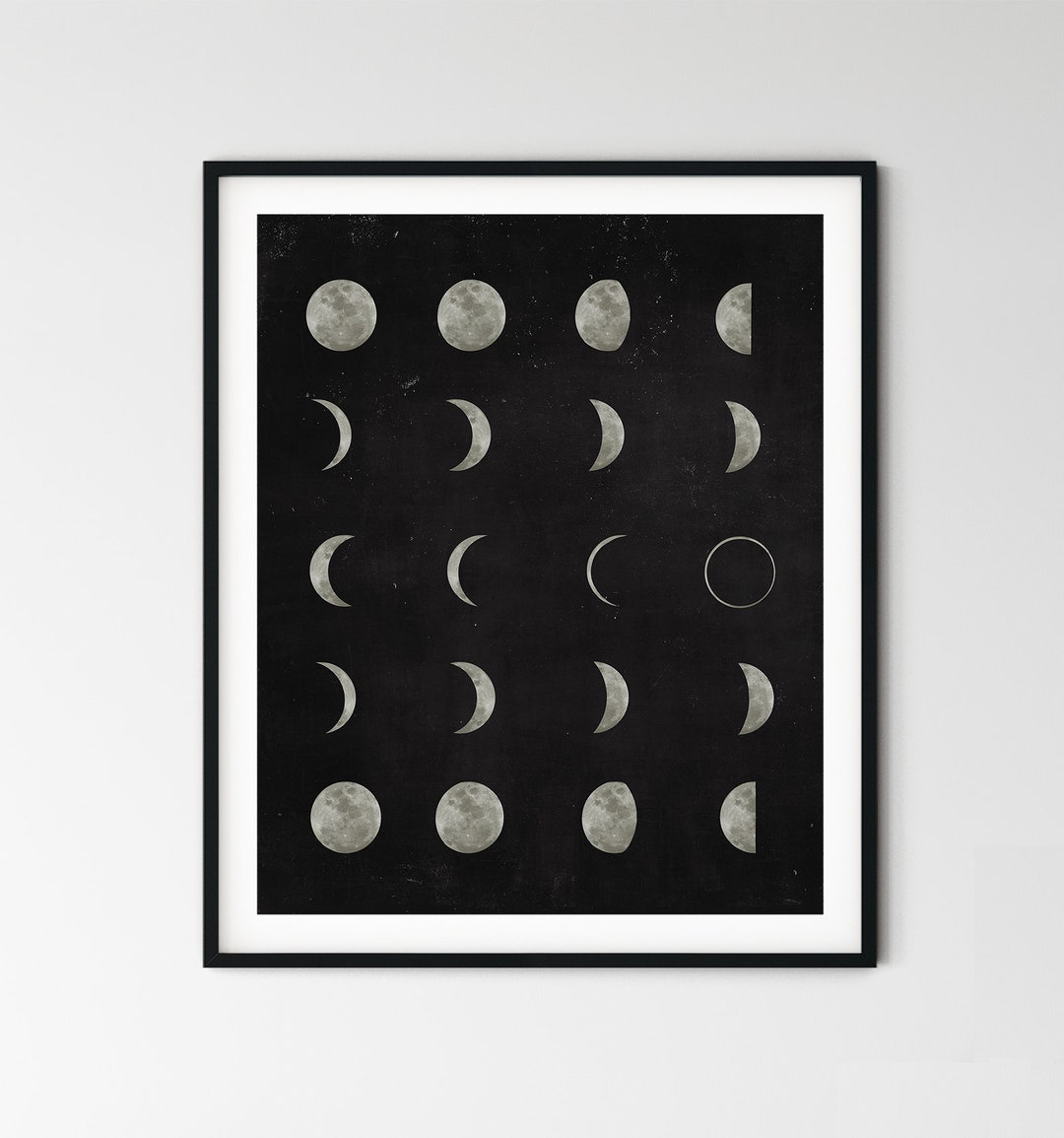Moon Phases Print Poster Lunar Cycle Art Print Minimalist Wall Art ...