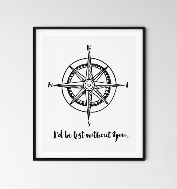 Typography Print, INSTANT DOWNLOAD, Nautical Nursery, I'D Be Lost.