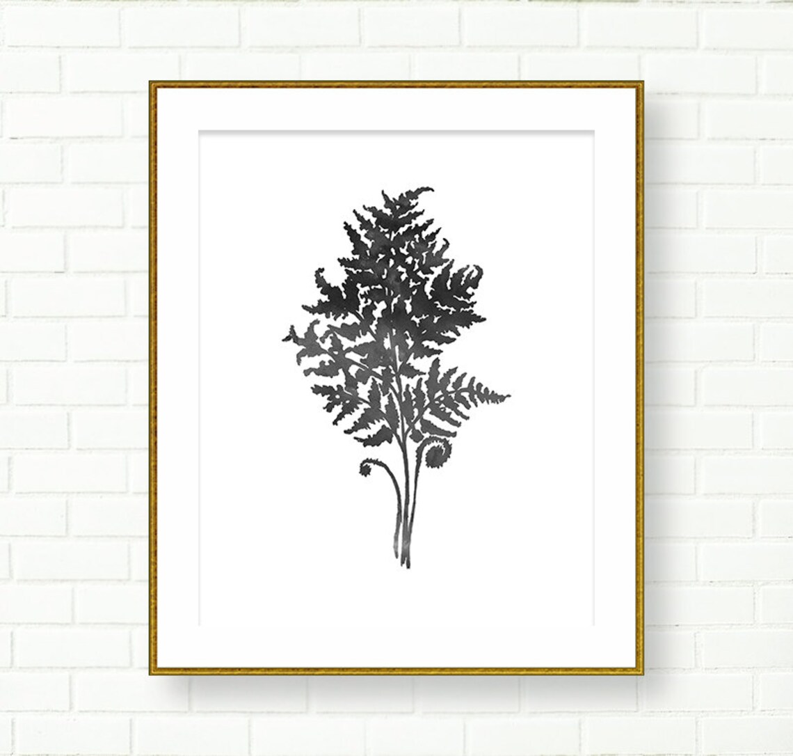 Botanical Art Prints, Fern, PRINTABLE, INSTANT DOWNLOAD, Poster, Black ...