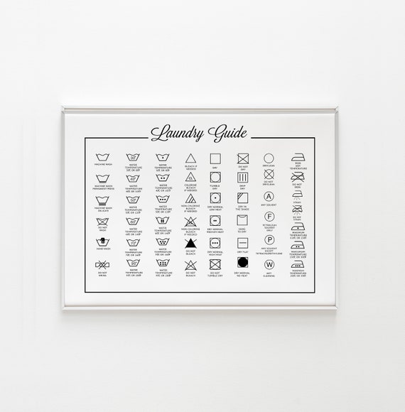 French Laundry Symbol Sign Prints Black and White Poster , Affiche