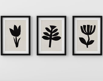 Minimalist Art Printable Botanical Wall Decor Modern Black And White Prints Cutout Scandinavian Art Geometric Shapes