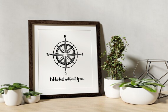 Typography Print, INSTANT DOWNLOAD, Nautical Nursery, I'D Be Lost.