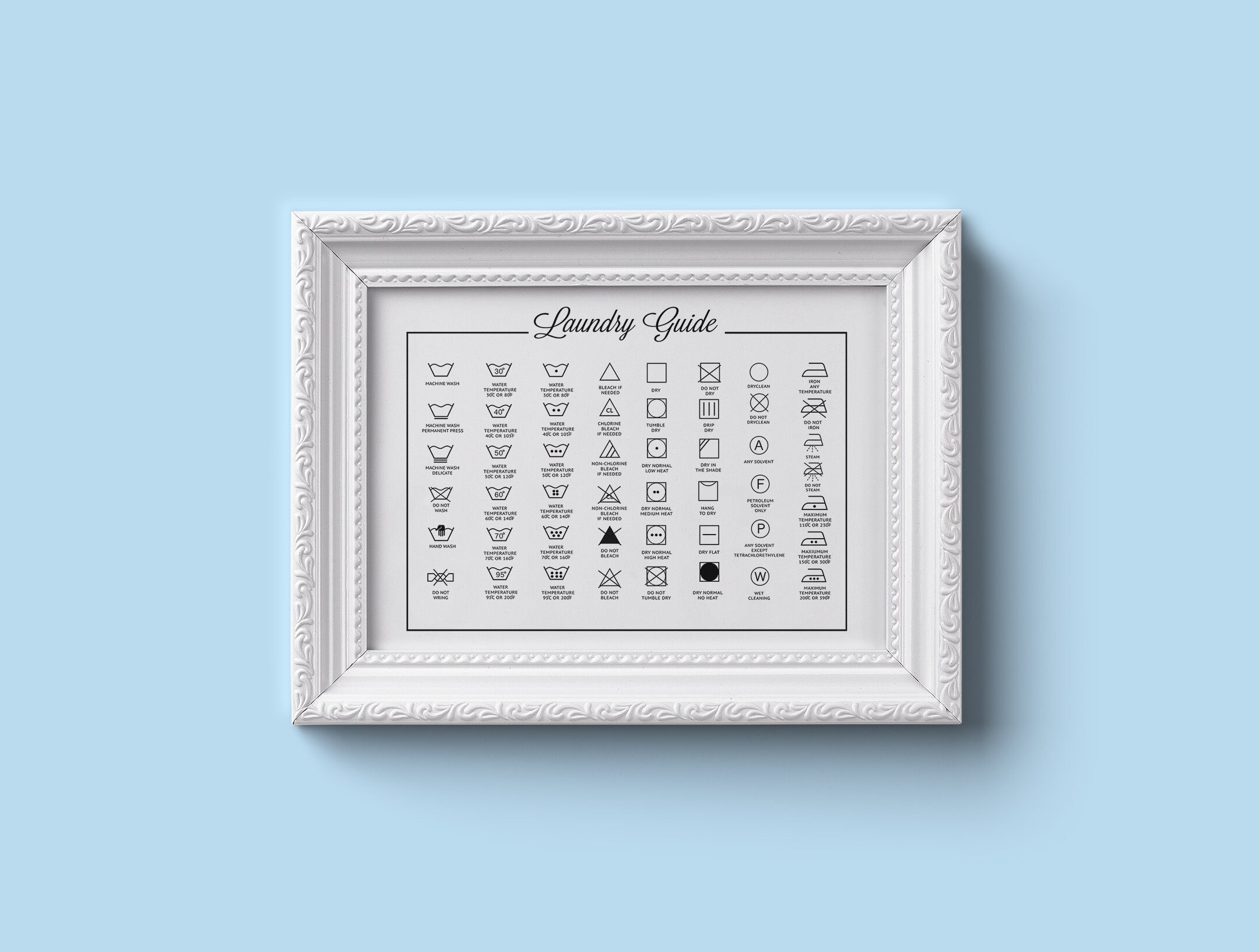 Laundry Pdf Printable Laundry Guide Laundry Symbols Print Clothing Care | Etsy UK