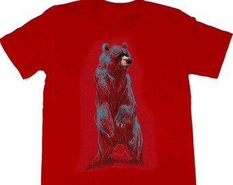 Bear T-Shirt - Animal Art - Softstyle CVC - Unisex Adult Tee - Gift for Nature Lovers - Hand Drawn