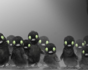 ZOMBIE DUCKLINGS Wall Art - Animal Art Print - Halloween - David Colman Original Illustration