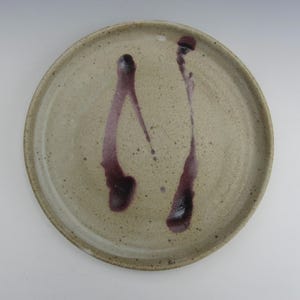 Matte Glaze Stoneware Plate: Iron Flecks, Reddish/Purple Swishes