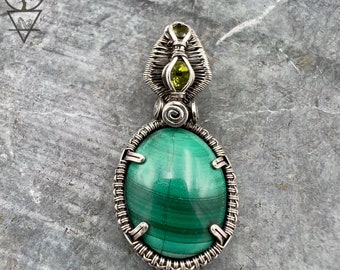 Wire Wrapped Malachite Pendant