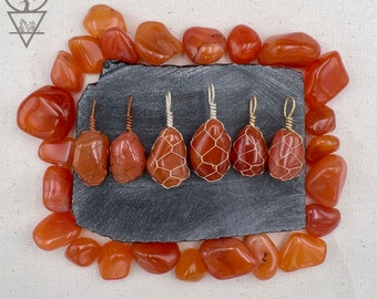 Custom Gemstone Pendant | Carnelian Necklace | Wire Wrapped Crystal