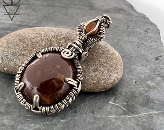 Wire Wrapped Fire Agate Pendant