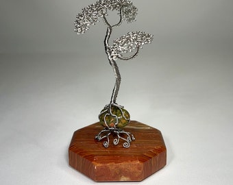 Unakite Wire Tree Sculpture | Cypress Tree | Unakite | Steel Art | Handmade Art