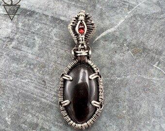 Wire Wrapped Hypersthene Pendant