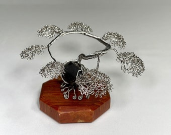 Smoky Quartz Wire Tree Sculpture | Bonsai Tree | Smoky Quartz | Steel Art | Handmade Art