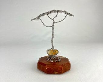 Citrine Wire Tree Sculpture | Acacia Tree | Citrine | Steel Art | Handmade Art