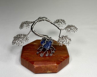 Sodalite Wire Tree Sculpture | Bonsai Tree | Sodalite | Steel Art | Handmade Art