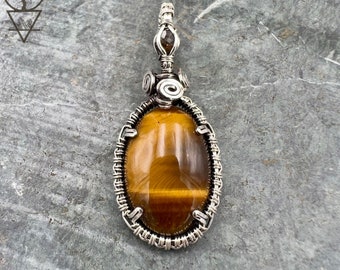 Wire Wrapped Tigers Eye Pendant