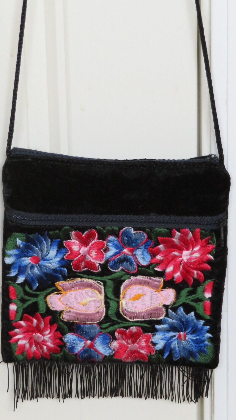 black floral crossbody bag