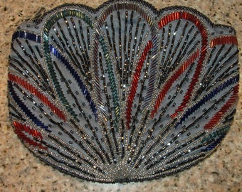 GLORIA Vintage BEADED EVENING Bag, Shell Shaped-Imperfect, Needs Restoration (#746)