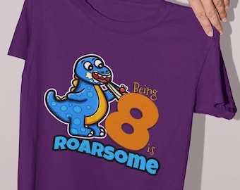Customised Birthday T-shirts for Boys - Dinosaur tshirts for boys. Personalised tshirt