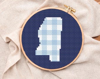 Mississippi Blue Gingham Ornament Digital Download Cross-Stitch & Needlepoint Chart