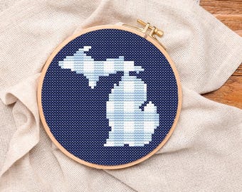 Michigan Blue Gingham Ornament Digital Download Cross-Stitch & Needlepoint Chart