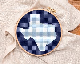 Texas Blue Gingham Ornament Digital Download Cross-Stitch & Needlepoint Chart