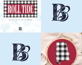 BUNDLE: Alabama-Inspired Oblong Pillow & Ornament Digital Download Cross-Stitch + Needlepoint Stitch Guide