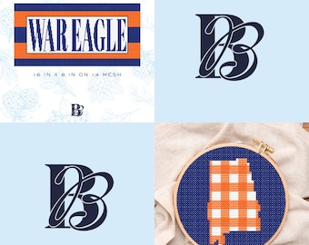 BUNDLE: Auburn-Inspired Oblong Pillow & Ornament Digital Download Cross-Stitch + Needlepoint Stitch Guide