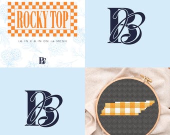 BUNDLE: Tennessee-Inspired Oblong Pillow & Ornament Digital Download Cross-Stitch + Needlepoint Stitch Guide