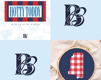 BUNDLE: Ole Miss-Inspired Oblong Pillow & Ornament Digital Download Cross-Stitch + Needlepoint Stitch Guide