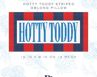 Hotty Toddy Stripes Ole-Miss Inspired Oblong Pillow Digital Download Cross-Stitch + Needlepoint Chart