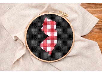 New Jersey Scarlet Gingham Ornament Digital Download Cross-Stitch & Needlepoint Chart