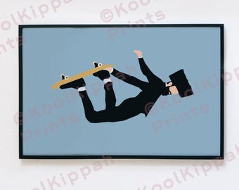 Skateboarding Poster | Hasidic Jew Art | Minimalist Vector Decor | KoolKippah Prints