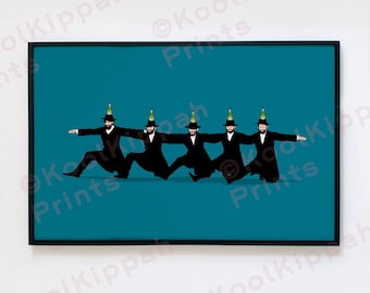 Bottle Dancers Poster | Hasidic Jew Art | Minimalist Vector Decor