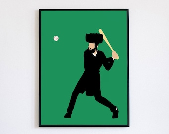 Baseball Player Poster | Hasidic Jew Art | Minimalist Vector Decor | KoolKippah Prints