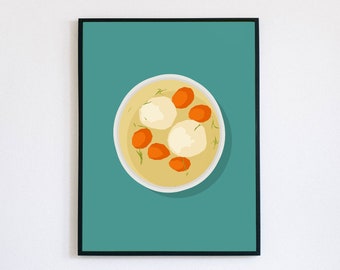 Matzah Ball Soup Poster | Food Art | Minimalist Vector Decor | KoolKippah Prints