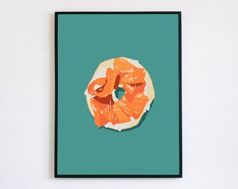 Bagel and Lox Poster | Food Art | Minimalist Vector Decor | KoolKippah Prints