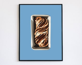 Babka Poster | Food Art | Minimalist Vector Decor | KoolKippah Prints