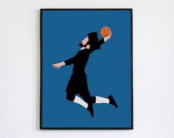 Basketball Player Poster | Hasidic Jew Art | Minimalist Vector Decor | KoolKippah Prints