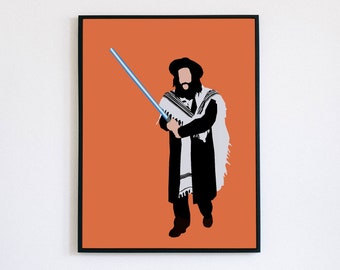 Lightsaber Poster | Hasidic Jew Art | Minimalist Vector Decor | KoolKippah Prints