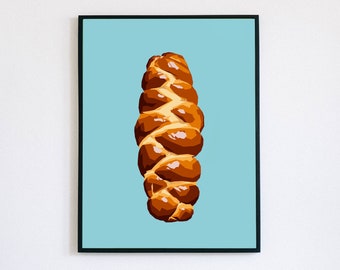 Challah Poster | Food Art | Minimalist Vector Decor | KoolKippah Prints