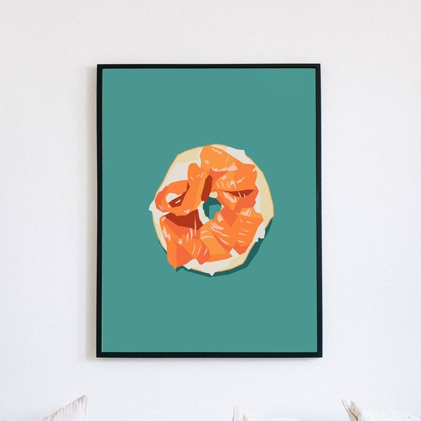 Bagel and Lox Poster | Food Art | Minimalist Vector Decor | KoolKippah Prints