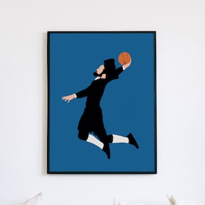 Basketball Player Poster | Hasidic Jew Art | Minimalist Vector Decor | KoolKippah Prints