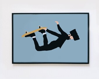 Skateboarding Poster | Hasidic Jew Art | Minimalist Vector Decor | KoolKippah Prints