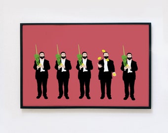 Lulav and Etrog Juggle Poster | Hasidic Jew Poster | Minimalist Vector Decor | KoolKippah Prints