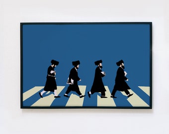 Abbey Road Poster | Hasidic Jew Art | Minimalist Vector Decor | KoolKippah Prints
