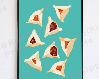 Hamantashen Poster | Food Art | Minimalist Vector Decor | KoolKippah Prints