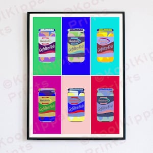 Manischewitz Gefilte Fisch Poster | Lebensmittel Kunst | Minimalistischer Vektor-Dekor | KoolKippah Drucke