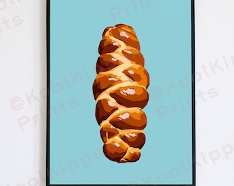 Challah Poster | Food Art | Minimalist Vector Decor | KoolKippah Prints